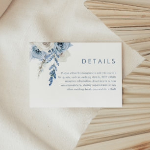 Dusty Blue & White Flowers Wedding Details Enclosure Card