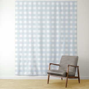 Dusty Blue & White Gingham Check Tapestry