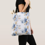 Dusty Blue White Gold Floral Wedding Tote Bag<br><div class="desc">Carry your belongings in style with this beautiful tote bag adorned with a soft and romantic dusty blue,  white,  and gold floral design. Perfect as a wedding favour,  a stylish everyday bag,  or a thoughtful gift,  it adds a touch of floral elegance to any occasion.</div>