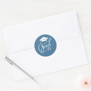 Dusty Blue White Grad Script 2025 Envelope Seals