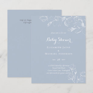 Dusty Blue White Magnolias Baby Shower