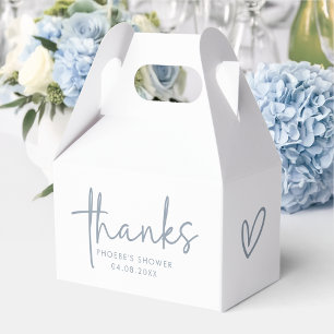 Dusty Blue & White Minimalist Bridal Shower Gable Favor Box