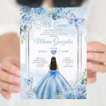 Dusty Blue & White Mis Quince 15 Anos Silver Crown Invitation<br><div class="desc">Quinceañera Dusty Blue & White Silver Crown Invitation
Mis Quince 15 Anos,  16th Birthday, </div>