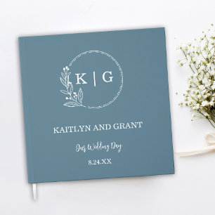 Dusty Blue & White Monogram Wedding Guestbook