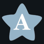 Dusty Blue White Monograms Simple Bridal Shower Star Sticker<br><div class="desc">Designed with text template for monogrammed initial in custom dusty blue colour background which you can customize!</div>