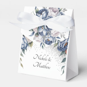 Dusty Blue & White Peony Wedding Favor Box