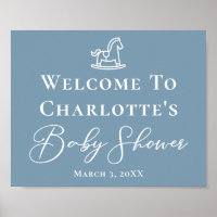 Dusty Blue White Rocking Horse Baby Shower