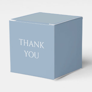 Dusty Blue & White Script Wedding Thank You Favor Box