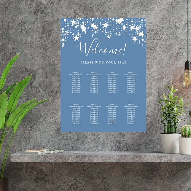 Dusty blue white stars 9 seating chart (Creator Uploaded)