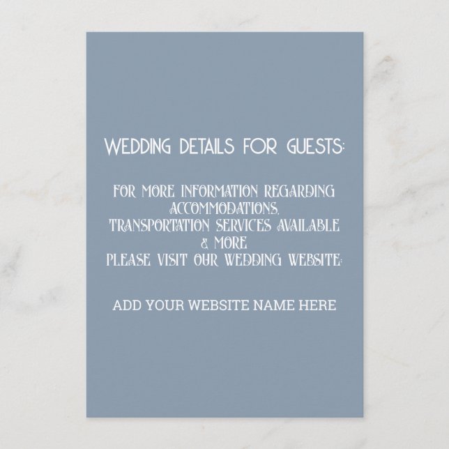 Dusty Blue White Wedding Details For Guests Cool Enclosure Card (Front)