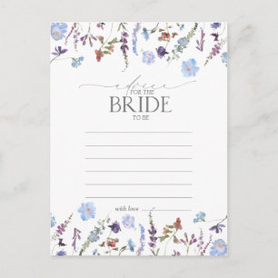 Dusty Blue Wildflower Advice To The Bride Postcard