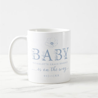 Dusty Blue Wildflower Baby Announcement Coffee Mug