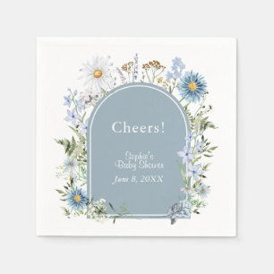 Dusty Blue Wildflower Baby In Bloom Baby Shower Napkin