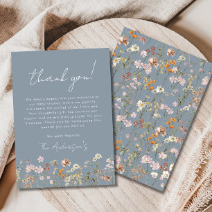 Dusty Blue Wildflower Baby in Bloom Baby Shower Thank You Card
