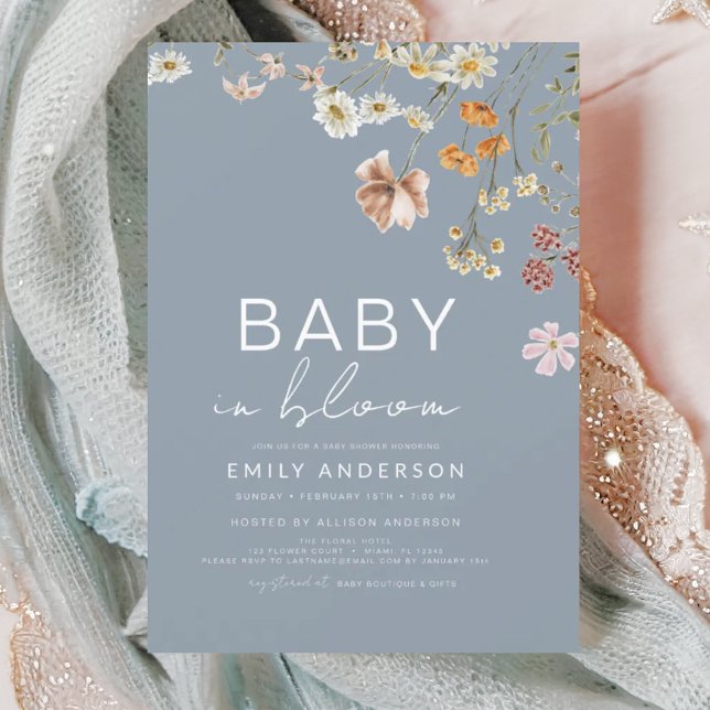 Dusty Blue Wildflower Baby in Bloom Shower (Creator Uploaded)
