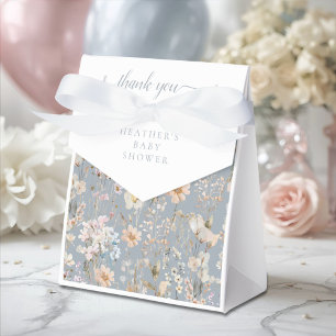 Dusty Blue Wildflower Baby Shower  Favor Box