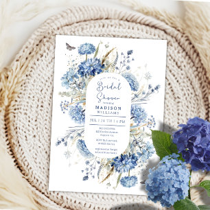 Dusty Blue Wildflower  Boho Chic Bridal Shower Invitation