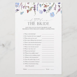 Dusty Blue Wildflower Bridal Shower Game