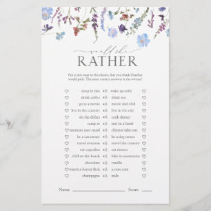 Dusty Blue Wildflower Bridal Shower Game