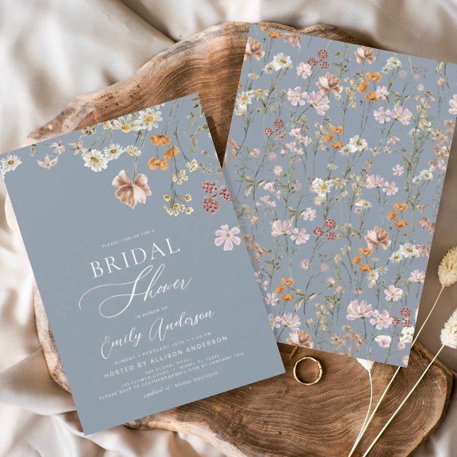 Dusty Blue Wildflower Bridal Shower Invitation (Creator Uploaded)