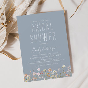 Dusty Blue Wildflower Bridal Shower Invitation Flyer