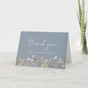 Dusty Blue Wildflower Bridal Shower Thank You