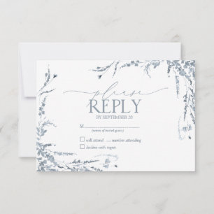 Dusty Blue Wildflower Calligraphy Wedding RSVP Card