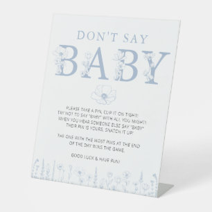 Dusty Blue Wildflower Don’t Say Baby Game Sign