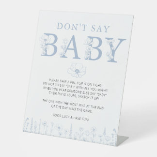 Dusty Blue Wildflower Don’t Say Baby Game Sign