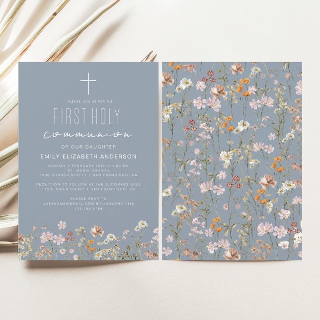 Dusty Blue Wildflower First Holy Communion (Creator Uploaded)