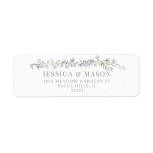 Dusty blue wildflower floral return address labels