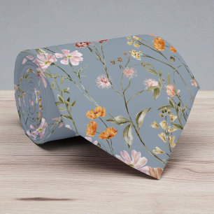 Dusty Blue Wildflower Garden Flowers Meadow Tie