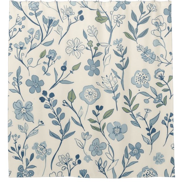 Dusty Blue Wildflower Meadow Botanical Pattern (Front)