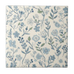 Dusty Blue Wildflower Meadow Botanical Pattern Tile<br><div class="desc">Dusty Blue Wildflower Meadow Botanical Pattern Ceramic Tile</div>