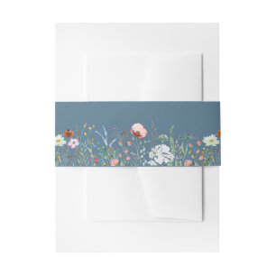 Dusty Blue Wildflower Meadow Invitation Belly Band