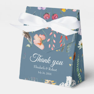 Dusty Blue Wildflower Meadow Wedding Thank You Favor Box