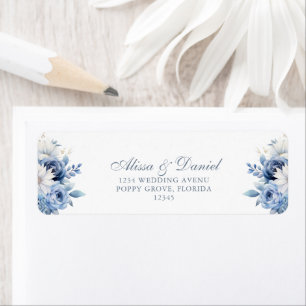 Dusty Blue Wildflower Return Address Label