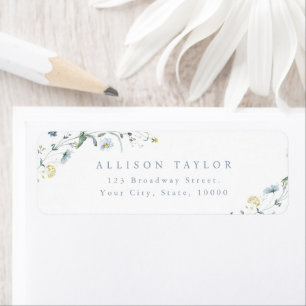 Dusty Blue Wildflower Rustic Boho Return Address
