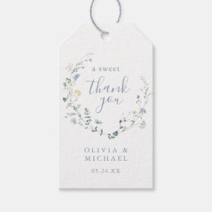 Dusty Blue Wildflower Rustic Boho thank you favour Gift Tags
