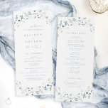 Dusty Blue Wildflower Rustic Boho Wedding Program<br><div class="desc">Elegant delicate watercolor wildflower design,  with custom your own event details. Pastel palettes of soft yellow,  off white,  sage green,  dusty blue,  and botanical greenery,  Great floral wedding programs for modern rustic wedding,  country garden wedding,  and boho wedding in spring and summer.
See all the matching pieces in collection.</div>