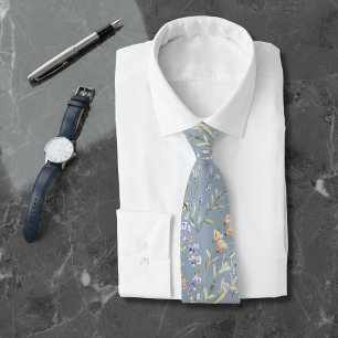 Dusty Blue Wildflower Tie