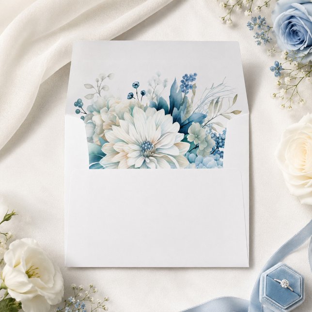 Dusty Blue Wildflower Wedding Envelope (Dusty Blue Wildflower Wedding Envelope)