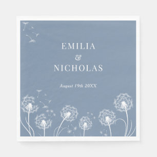 Dusty Blue Wildflower Wedding  Napkin