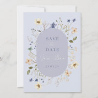 Dusty Blue Wildflower Wedding Save the Date Cards