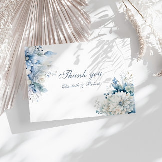 Dusty Blue Wildflower Wedding Thank You Card