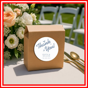 Dusty Blue Wildflower Wedding Thank You Classic Round Sticker