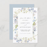 Dusty Blue Wildflower Whimsical Modern Wedding Save The Date<br><div class="desc">Dusty Blue Wildflower Whimsical Modern Wedding Save the Date Card. Celebrate your special day with this elegant and beautiful wedding invitation design to beautify your special occasion. All the texts are pre-arranged for you to personalize easily and quickly with your own details.</div>