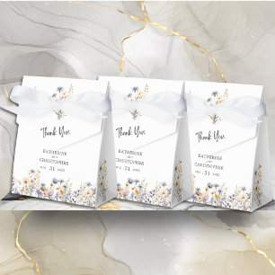 Dusty Blue Wildflowers BOHO Wedding Thank You Favor Box