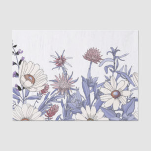Dusty Blue  Wildflowers Decoupage  Napkins Tissue Paper