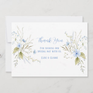 Dusty Blue Wildflowers Wedding Thank You Cards